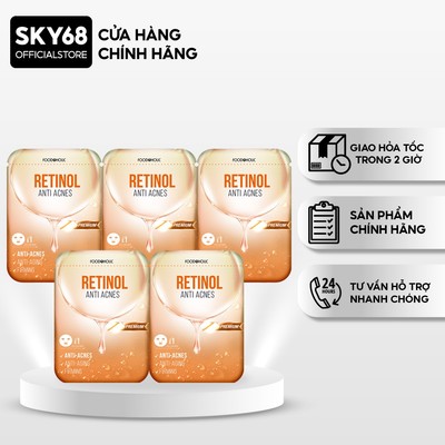 Combo 5 Mặt nạ giảm mụn, tái tạo da Foodaholic Retinol Anti Acnes Mask 23ml x 5 - RETINOL