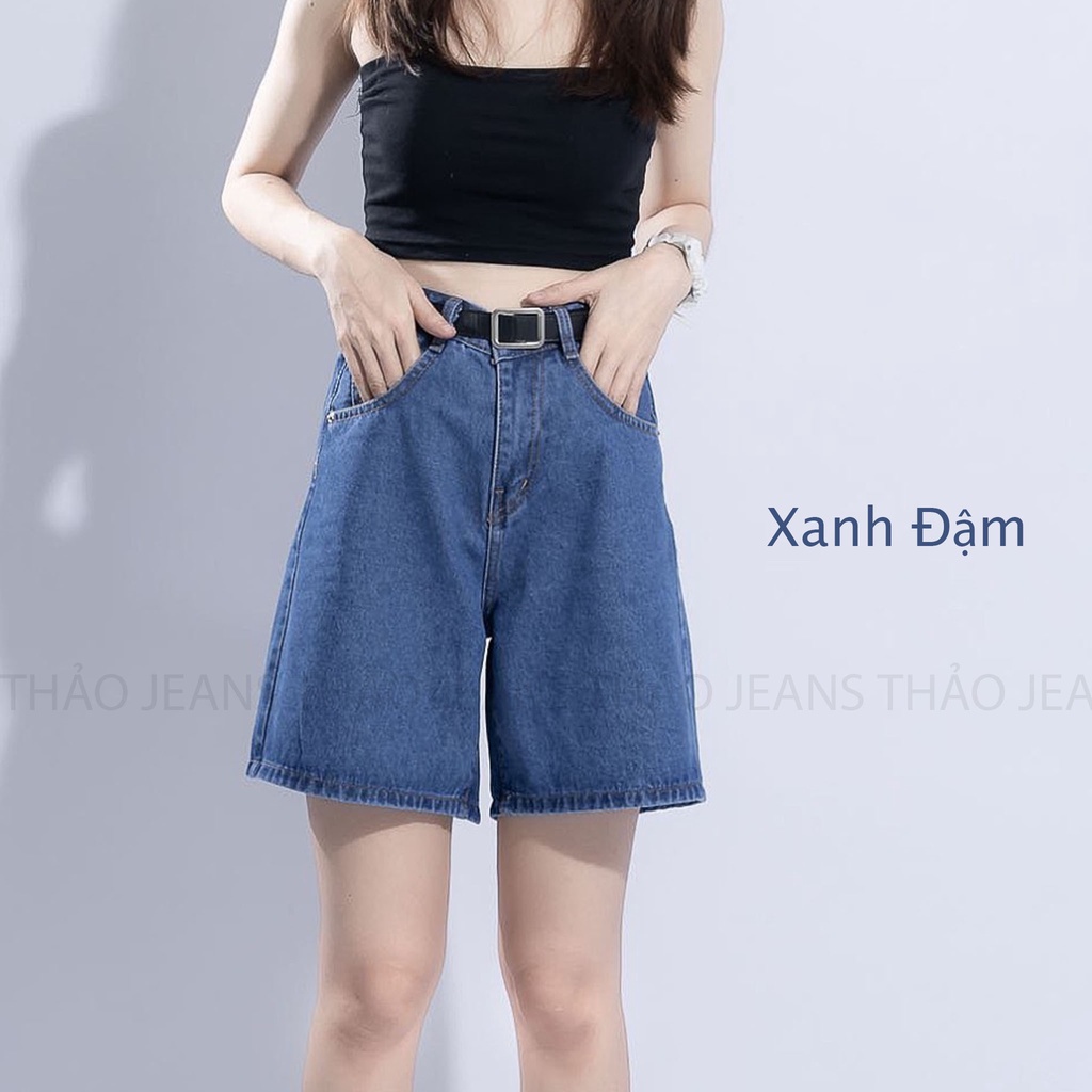 Quần Short Ngố Jean Lững Ống Rộng Lai Cuốn Phong Cách ULZZANG