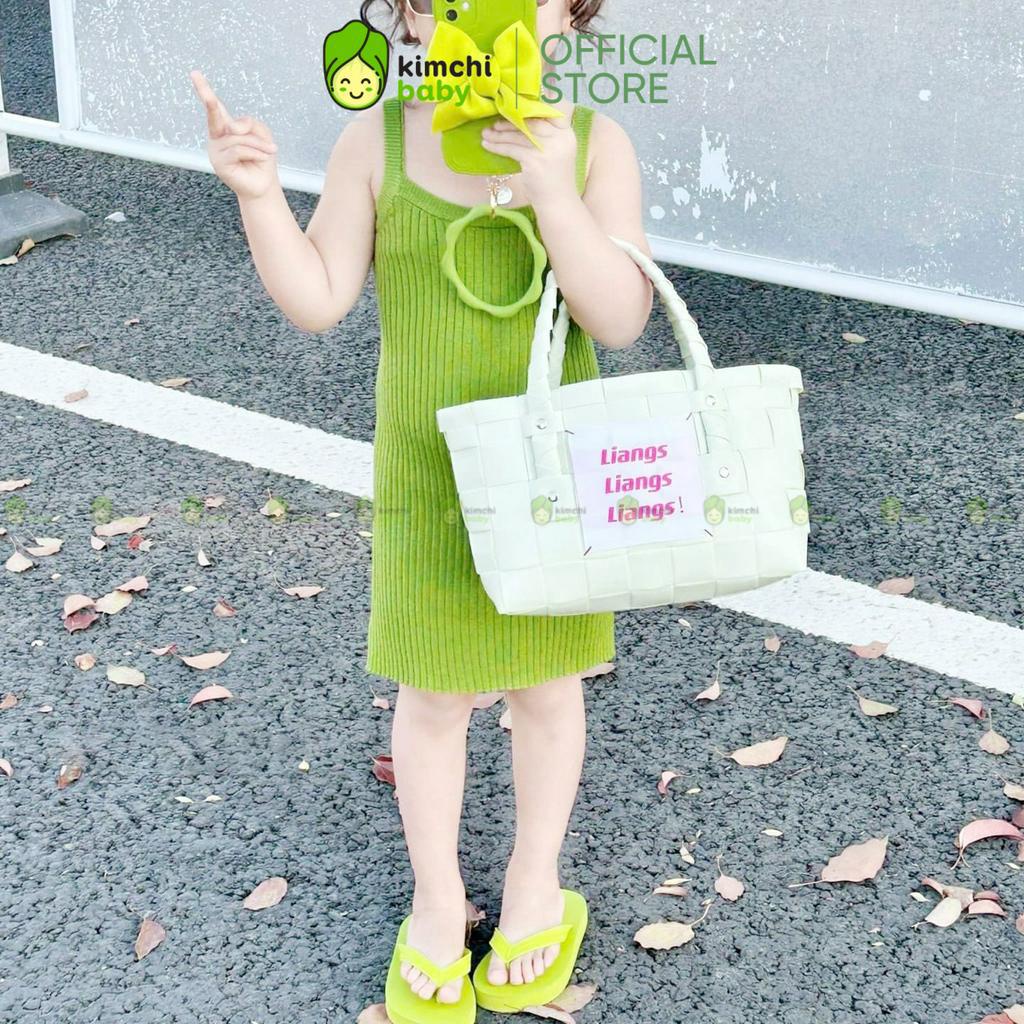 Váy 2 Dây Vải Thun Tăm Cho Bé Gái Hot Trend Sang Chảnh, Đầm Body Cho Bé Mặc Đi Chơi, Đi Biển CKV312