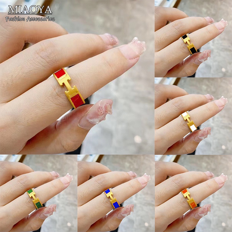 Nhẫn Hở Chất Liệu Kim Loại Hình Chữ H Thời Trang Cho Nam Nữ