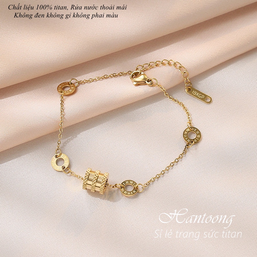 Lắc tay titan nữ không gỉ mạ vàng 18k thiết kế đơn giản thời trang phong cách ins hàn quốc