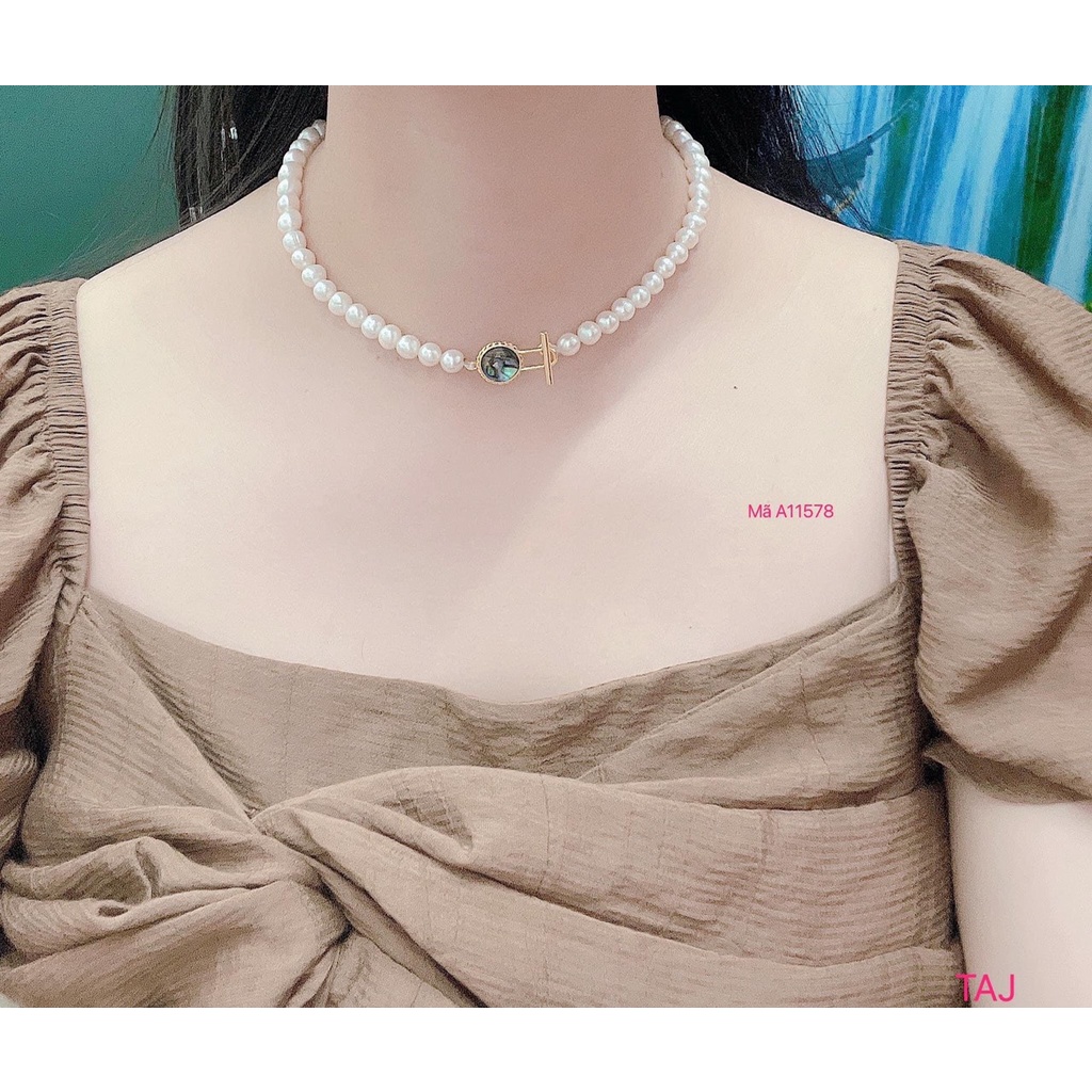 Chuỗi dây trai nuôi màu trắng size 7-8 ly mix khóa kiểu mới
