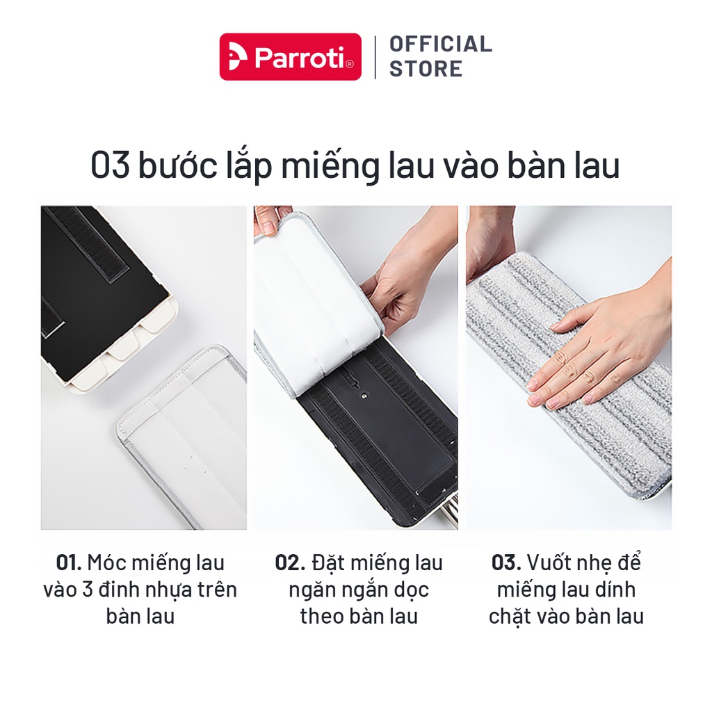 Combo 2 Miếng lau nhà 33x12cm, dùng cho bộ lau nhà Parroti Pro PR01