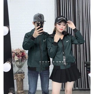 Áo Khoác Cặp Dù nón Trơn N Xanh mũ rời (350k/cặp)