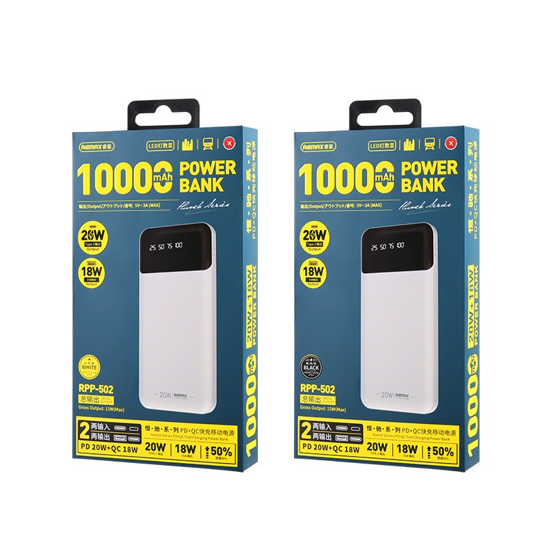 Pin dự phòng sạc nhanh Remax RPP-502 10000mAh siêu mỏng - hỗ trợ QC 18W và PD 20W (2 màu tuỳ chọn) Nhất Tín Computer