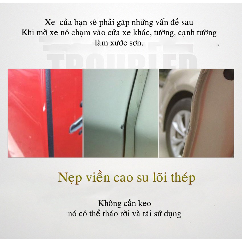 nẹp viền cao su chống ồn, chống va đập trầy xước, chống bụi cho xe hơi- cốt thép siêu bền