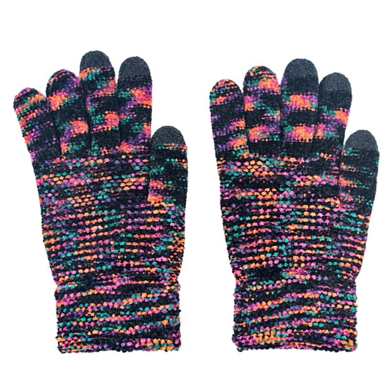 Wmmb Găng Tay Dệt Kim Vải Chenille Co Giãn Nhuộm Màu Giữ Ấm Mùa Thu Đông Có Thể Chạm Màn Hình Cảm Ứ