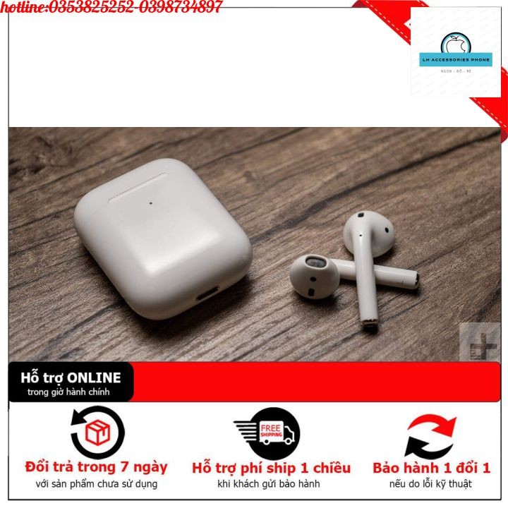 [AIRPODS 2] Tai Nghe Không Dây Airpods 2 Định Vị - Đổi Tên - Sạc Không Dây-Tháo Tai Dừng Nhạc Phiên Bản 2021 Lỗi 1 Đổi 1