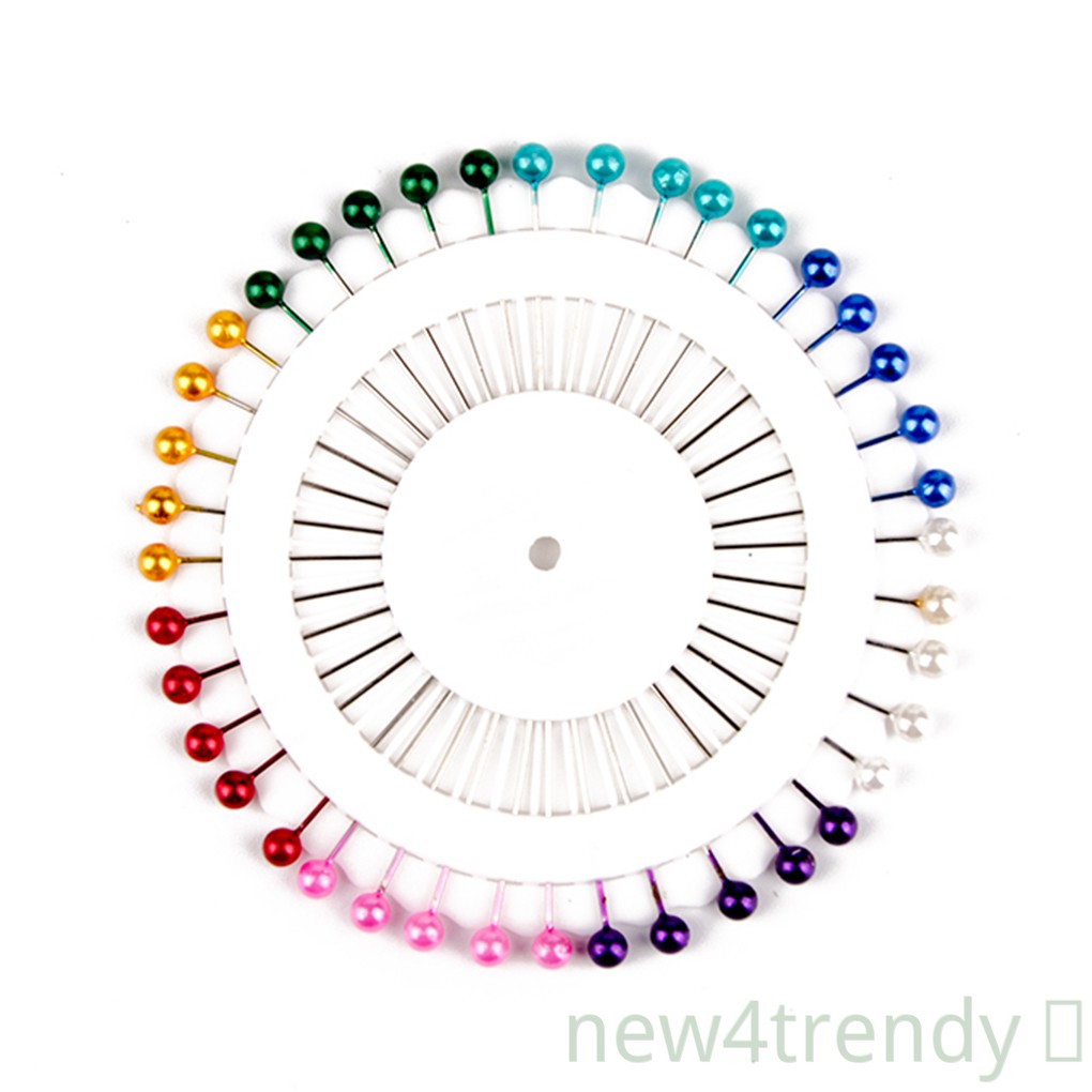 Set 40 kim định vị hỗ trợ khâu vá thiết kế đầu đính ngọc trai nhân tạo bằng nhựa nhiều màu sắc