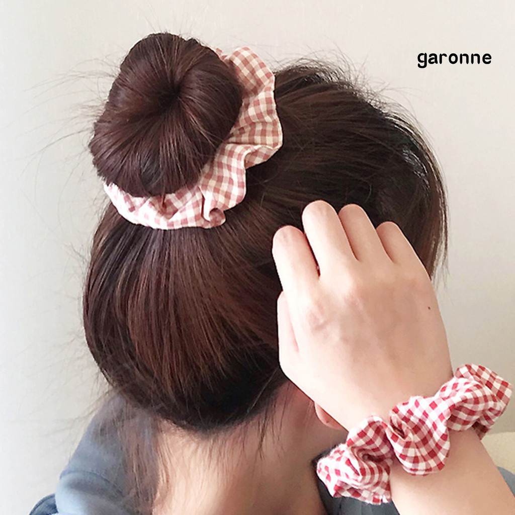 Dây Buộc Tóc Họa Tiết Ca Rô Phong Cách Hàn Quốc Dành Cho Nữ