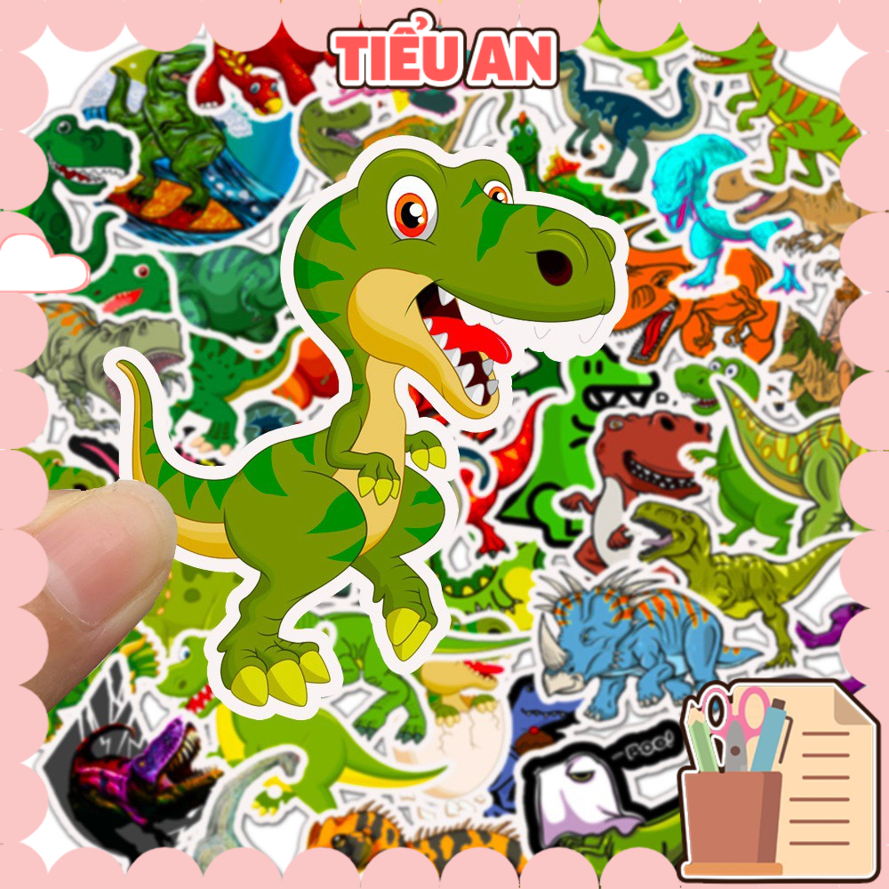 H206 - Sticker Hình Chú Khủng Long Cute - PVC/ Hình dán Chống nước