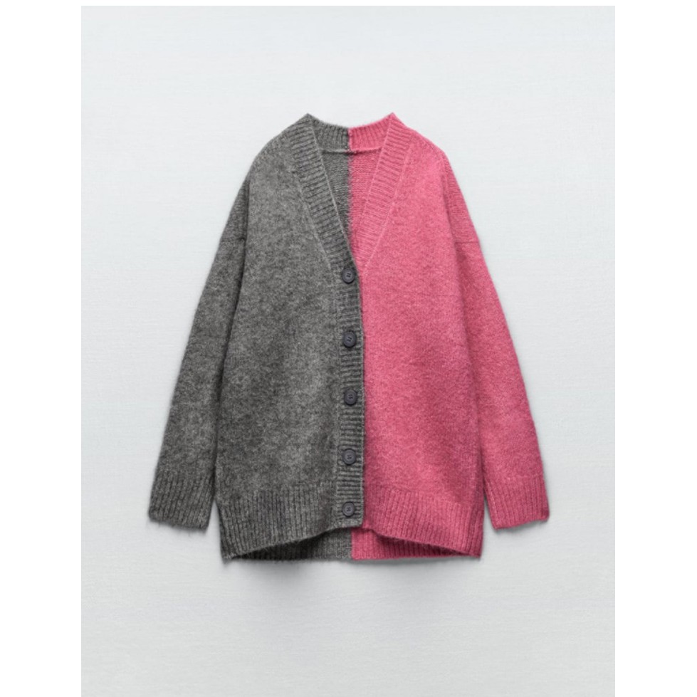 ÁO KHOÁC LEN CARDIGAN NỮ MÀU HỒNG/XÁM - 9598/228