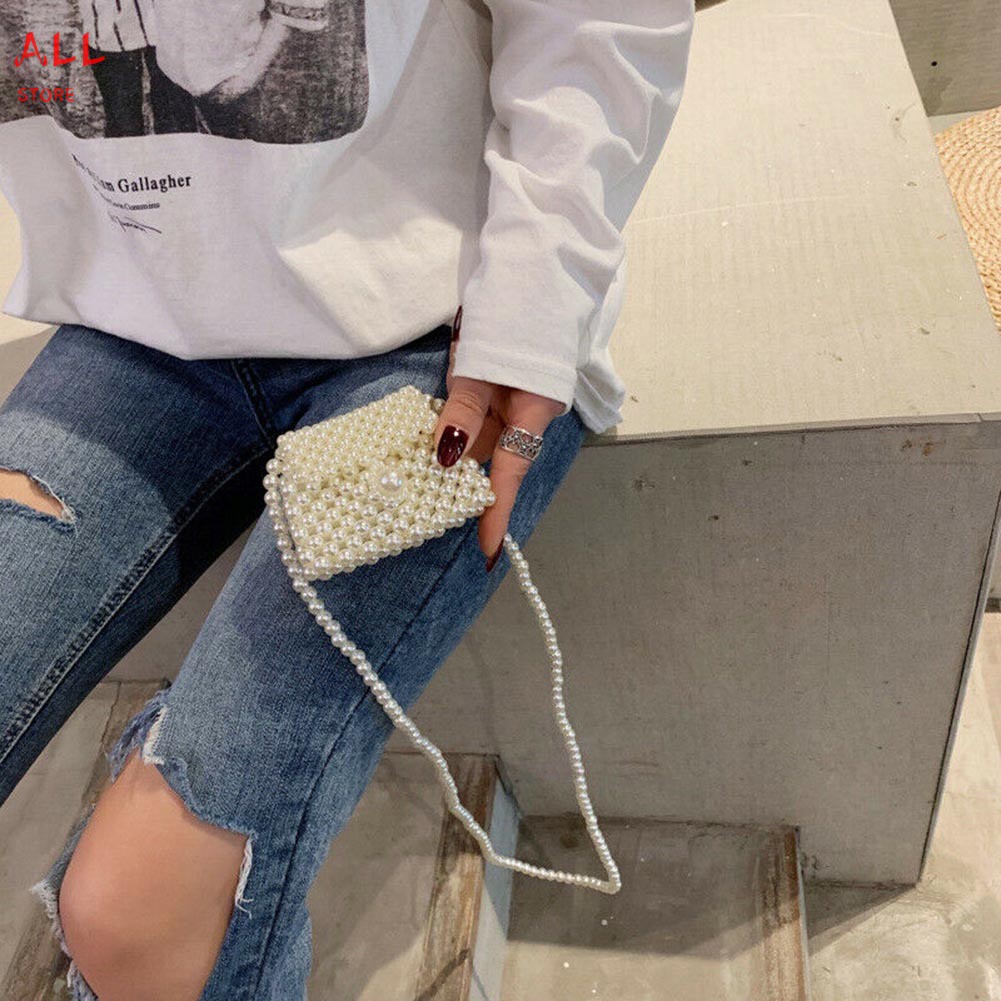 Túi xách đeo chéo kết hạt ngọc trai giả thanh lịch cho nữ | BigBuy360 - bigbuy360.vn