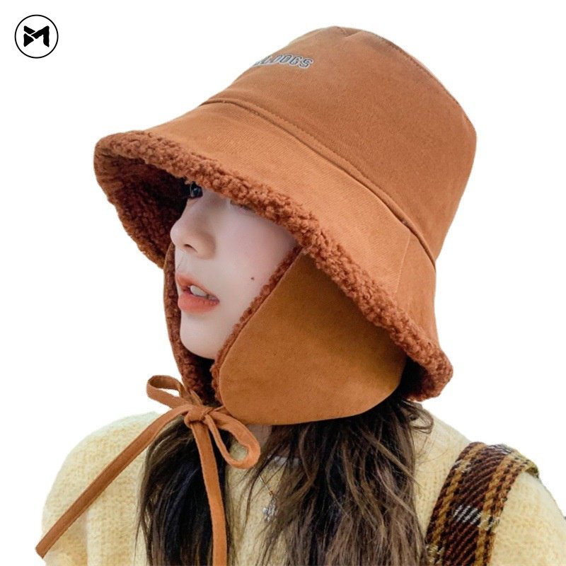 Mũ Tai Bèo Lông Cừu Giữ Ấm Chống Gió Bảo Vệ Tai Mẫu Mới 2022 Phong Cách Hàn Quốc Dành Cho Bạn Nữ Lái Xe