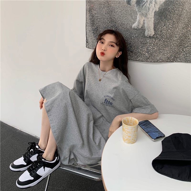 Đầm Ngủ Thun Dáng Dài Qua Gối Phong Cách Pháp Thời Trang Mùa Hè Cho Nữ