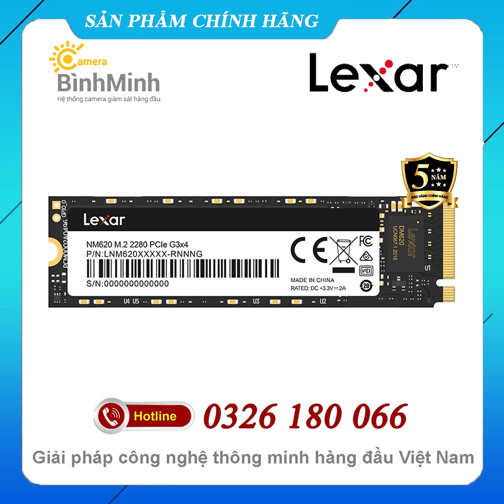 Ổ Cứng SSD 1TB Lexar NM620 NVMe M2 PCIe Gen3 x4 2280 (LNM620X001T) - Chính Hãng Mai Hoàng