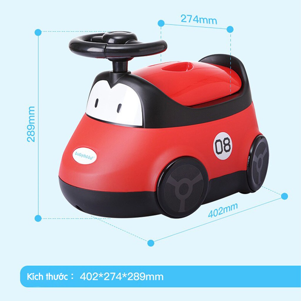 Bô ô tô thương hiệu Babyhop cho trẻ em có vô lăng và khung hình bánh xe cho bé tập đi vệ sinh tự lập
