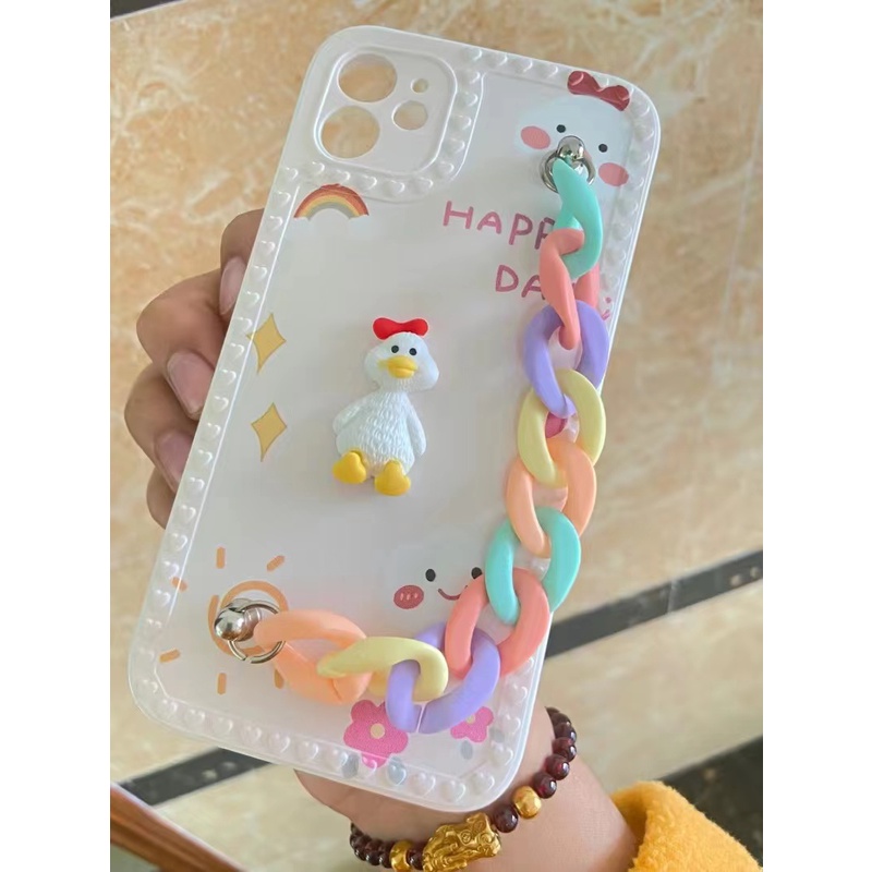 Ốp Điện Thoại Có Dây Đeo Tay Hình Vịt Cho iPhone 13/11/12Promax/Xr/Xs/XsMax/7/8Plus /6/6Plus