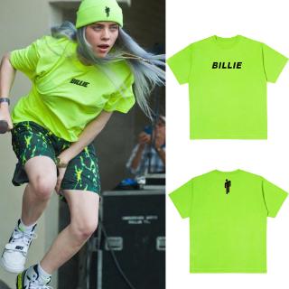 Billie Eilish Yellow Green T Shirt Black Letter Streetwear Grunge Short Sleeve Tops