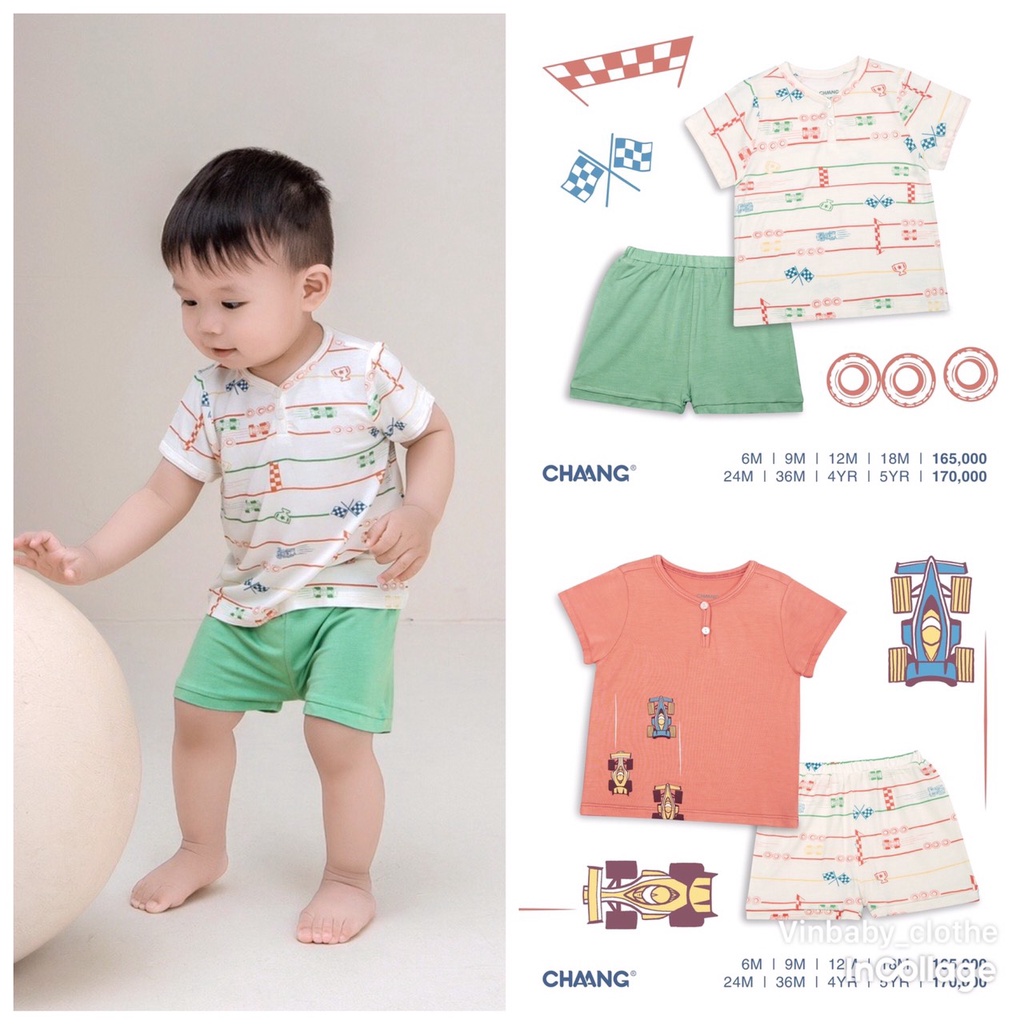 Chaang bộ cộc tay cổ trụ cho bé chất cotton mùa hè dành cho bé từ 3 tháng đến 5 tuổi SS2022D04