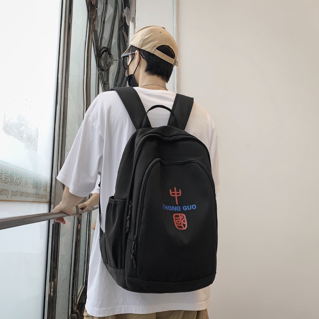 ☍Cặp học sinh nữ phiên bản Hàn Quốc của trường trung học đơn giản kiểu quốc triều ba lô dung tích lớn nam Harajuku ins b