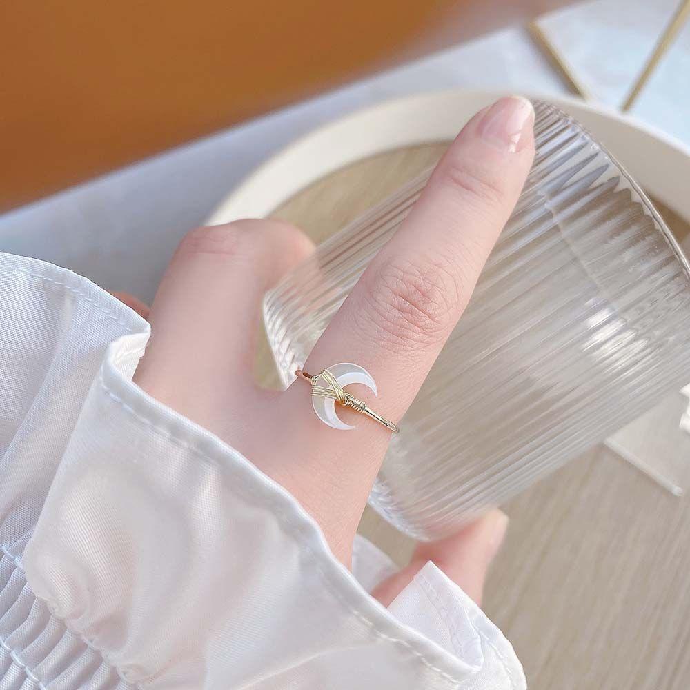 Nhẫn Hình Mặt Trăng Khuyết Thời Trang Cổ Điển|Nhẫn Cong Siêu Mỏng Hình Mặt Trăng Thời Trang Cho Nữ