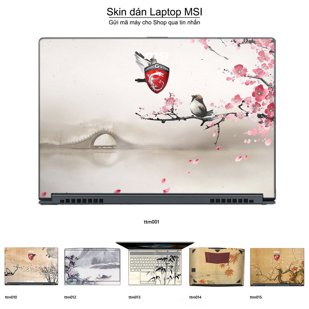 Skin dán Laptop MSI in hình Tranh thủy mặc (inbox mã máy cho Shop)