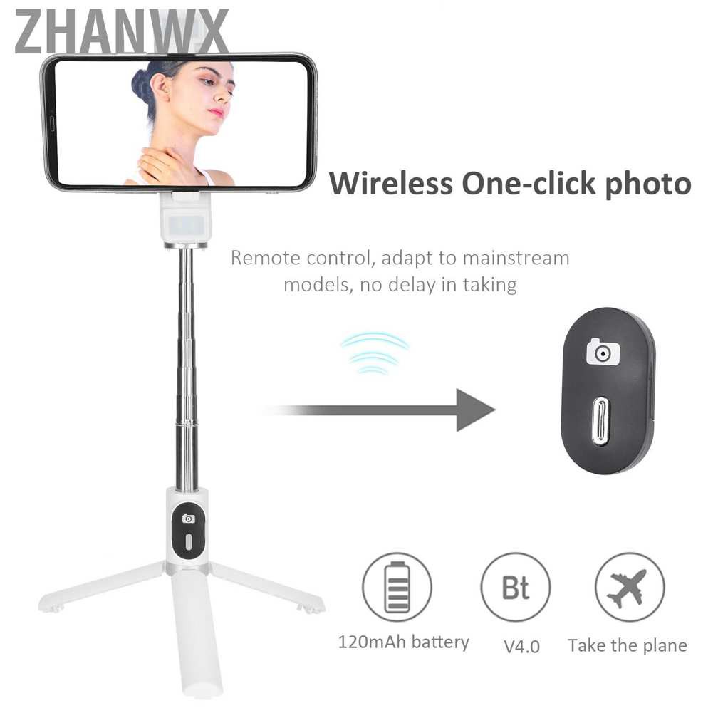 Zhanwx Tripod Selfie Stick with Light Mobile Phone Wireless Bluetooth Foldable Mini Stand | BigBuy360 - bigbuy360.vn
