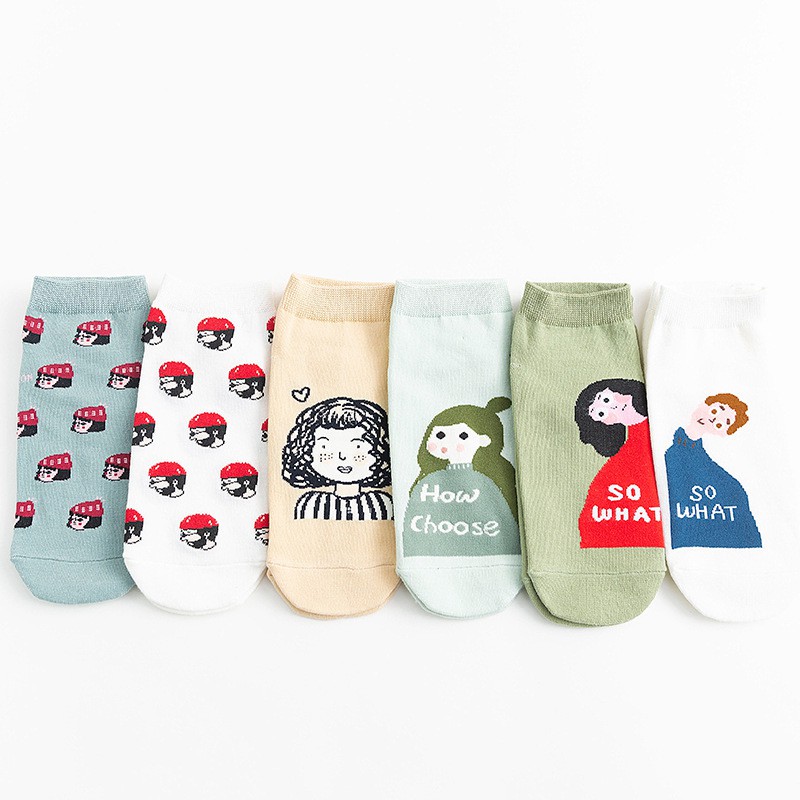 Vớ nữ cổ thấp Dễ thương Tất nữ Cổ ngắn Cute In hình Hoạt hình