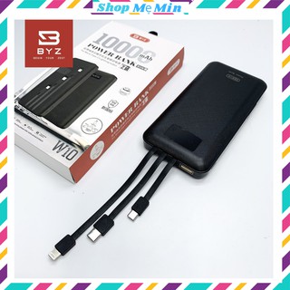 Mua Sạc dự phòng BYZ W10 dung lượng 10.000mah   kèm sẵn 3 dây sạc cực tiện lợi