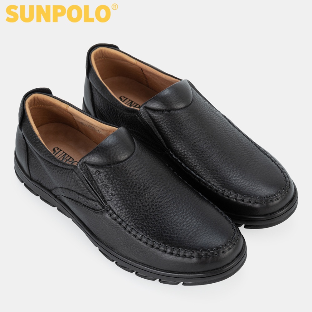 Giày lười nam Da bò cao cấp SUNPOLO đi làm công sở, đi chơi Màu Đen/Nâu - MU1732