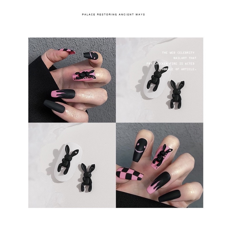 Charm thỏ sứ style nổi loạn ,cá tính .Hàng cao cấp dùng trang trí nail/móng tay
