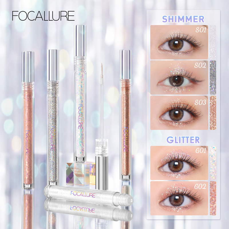 FAST SHIPPING FOCALLURE Starlight Liquid Eyeshadow Diamond Flash Waterproof Lying Silkworm Brightening Sequin Pearl High Gloss godbless