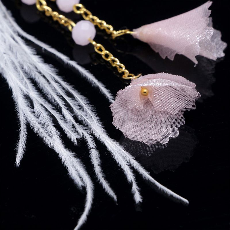 Set Bông Tai Và Băng Đô Hoa Hồng Đính Ngọc Trai Giả Cho Cô Dâu