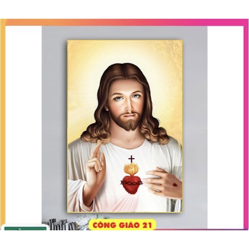 Tranh Công Giáo Tráng Gương Treo Tường Chúa Giêsu và Đức Mẹ/ Gia đình Thánh Gia Bình An Làm Quà Tân Gia
