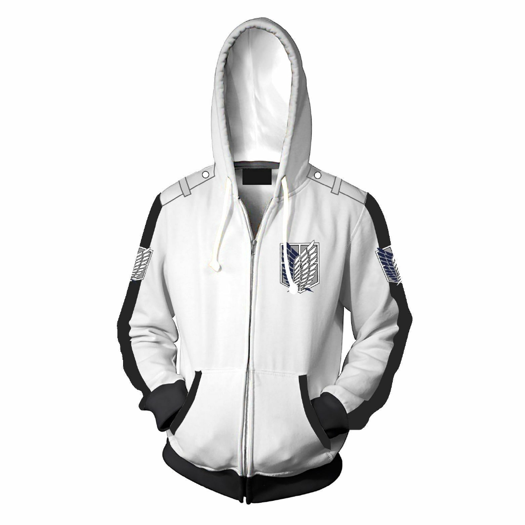 Áo khoác hoodie có khóa kéo hóa trang nhân vật Attack on Titan cho nam