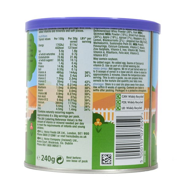 Bột Cháo Trái Cây Mùa Hè HEINZ 240g (Date: 04/08/2022) + Tặng 2 Hũ Táo Yến Mạch 170g (Date T7/2022)