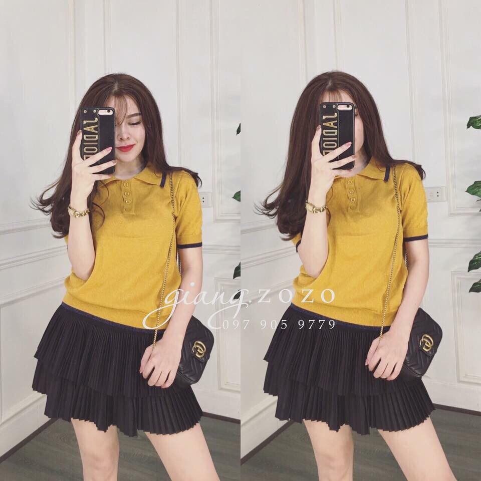 Chân váy tầng xòe ngắn xếp ly nhỏ cạp cao Anyshang chất Umi sexy và cuốn hút ANS995