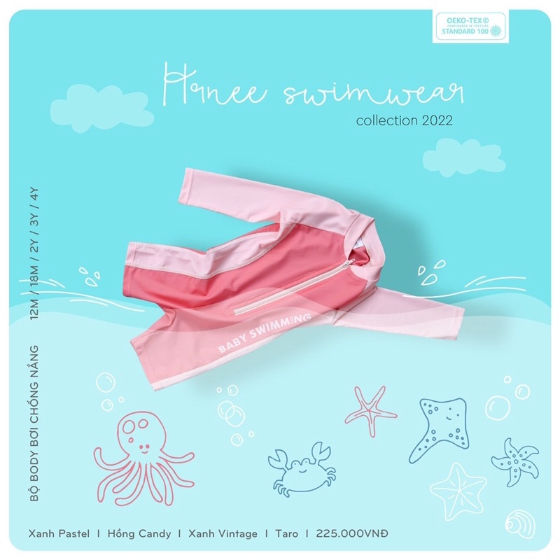 Bộ body bơi dài tay chống nắng Hrnee collection 2022 cho bé