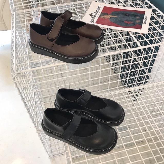 Giày ulzzang mũi tròn quai dán hàng quảng châu | BigBuy360 - bigbuy360.vn