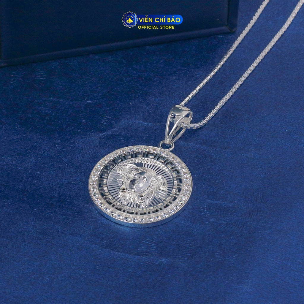 Mặt dây chuyền bạc nam versac tròn đính đá chất l;iệu bạc 925 thời trang phụ kiện trang sức Viễn Chí Bảo M300505