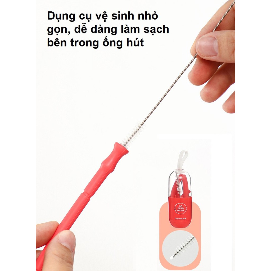 ❄Ống hút silicone ❤️LOCK & LOCK❤️ dùng nhiều lần, có thể gập lại, có kèm cọ vệ sinh dễ dàng