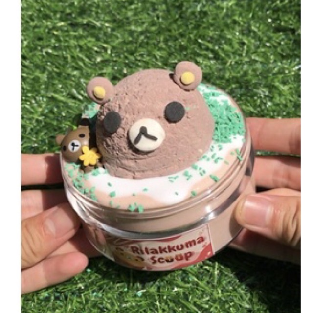 SLIME KEM GẤU RILAKKUMA - diy clay slime, slime handmade, đồ chơi slime