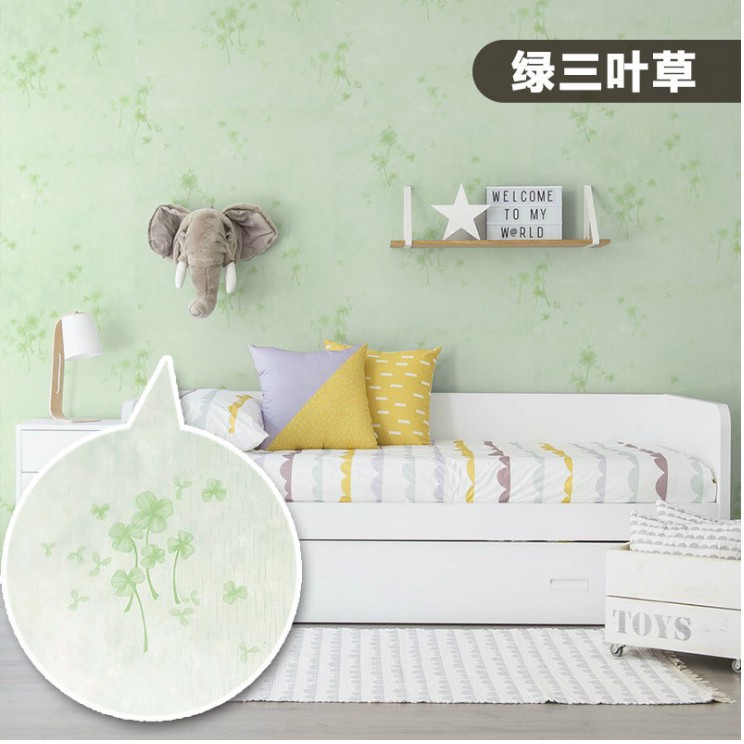 [Mã LIFEHLDEC giảm 10% đơn 99k] DECAL 1m Giấy dán tường khổ rộng 45cm ( có sẵn keo ) - CỎ 3 LÁ XANH ELL249