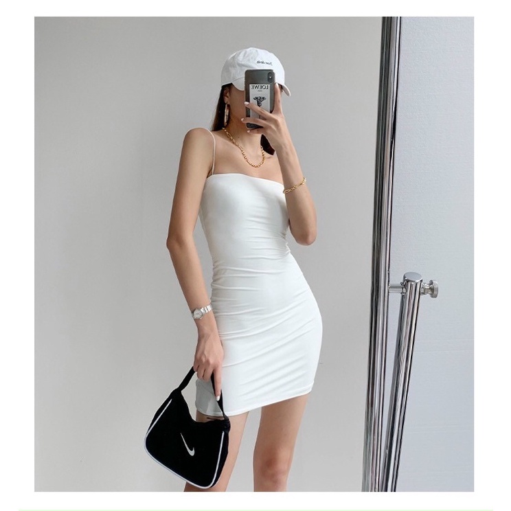Đầm Body 2 Dây Sợi Bún Chất Thun Borip Dày Mịn Đẹp Siu Tôn Dáng