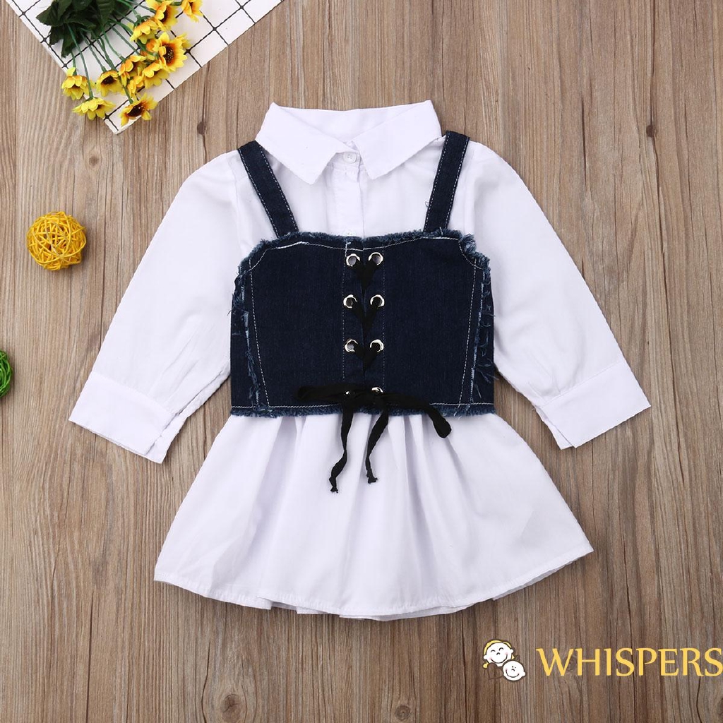Set Áo Thun 3 Lỗ & Đầm Yếm Jean Cho Bé Gái