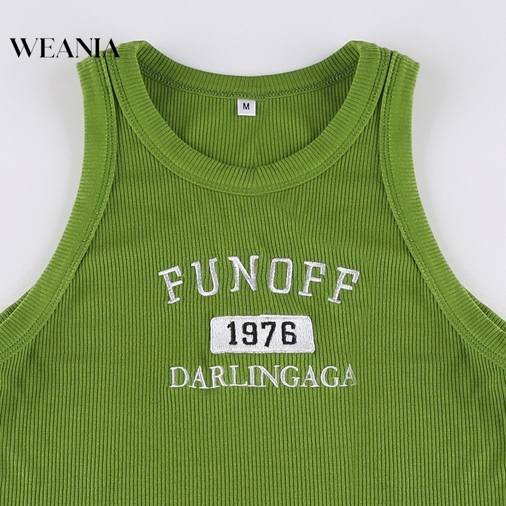 Áo Croptop Thêu Chữ Đơn Giản Thời Trang Mùa Hè Cho Nữ