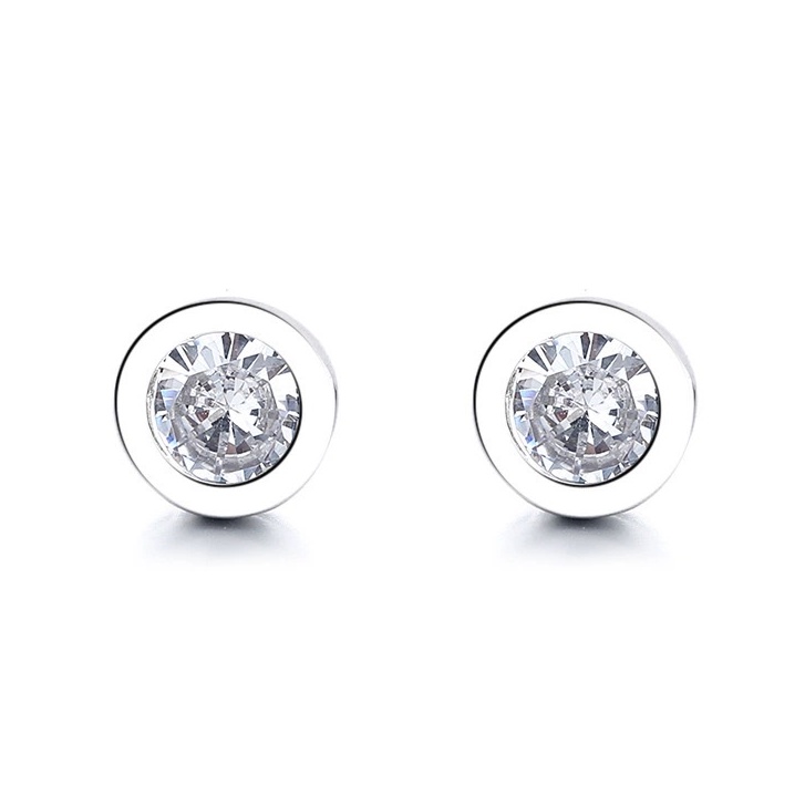 Bông Tai Mạ Bạc 925 Đính Đá Zircon Đơn Giản Cá Tính Hợp Thời Trang