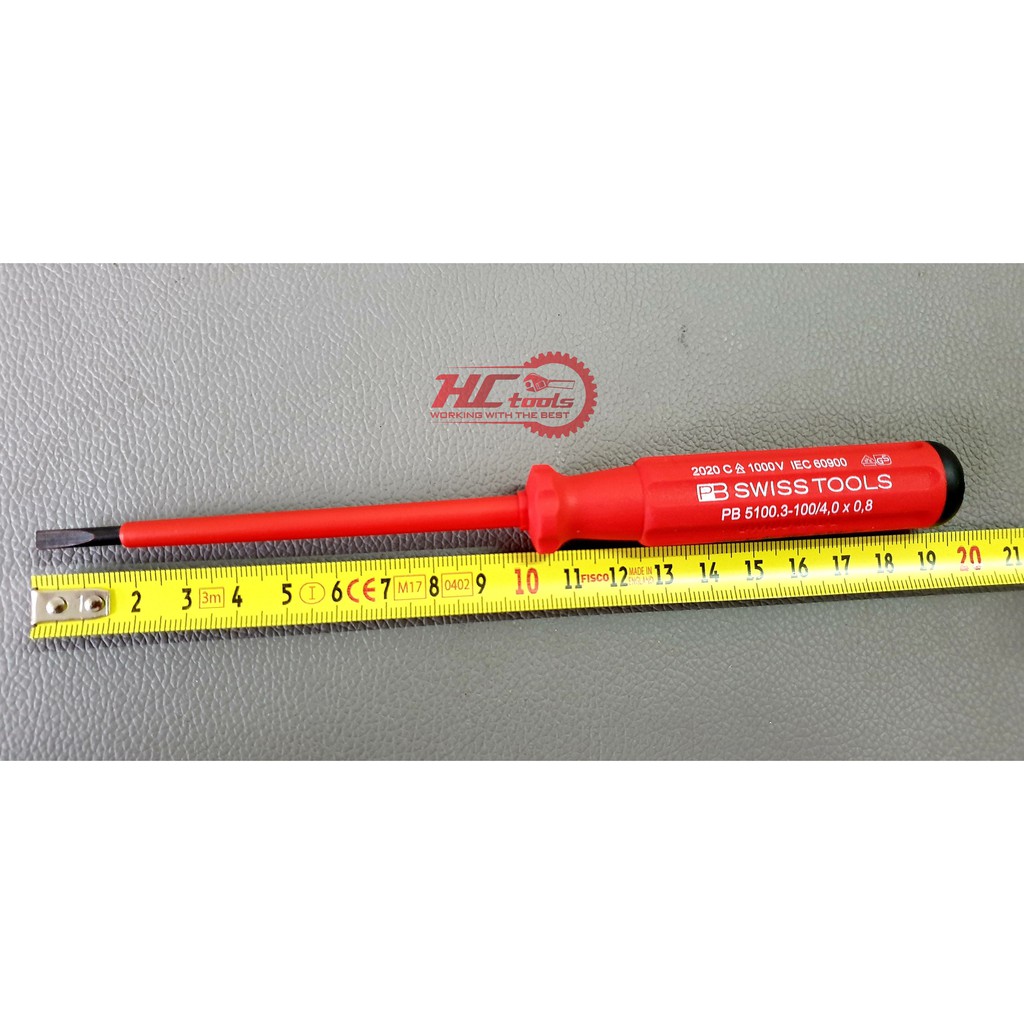 Tovit 2 cạnh cách điện tiêu chuẩn 1000v VDE Thụy Sỹ PB Swiss Tools PB 5100.3-100/4,0x0,8