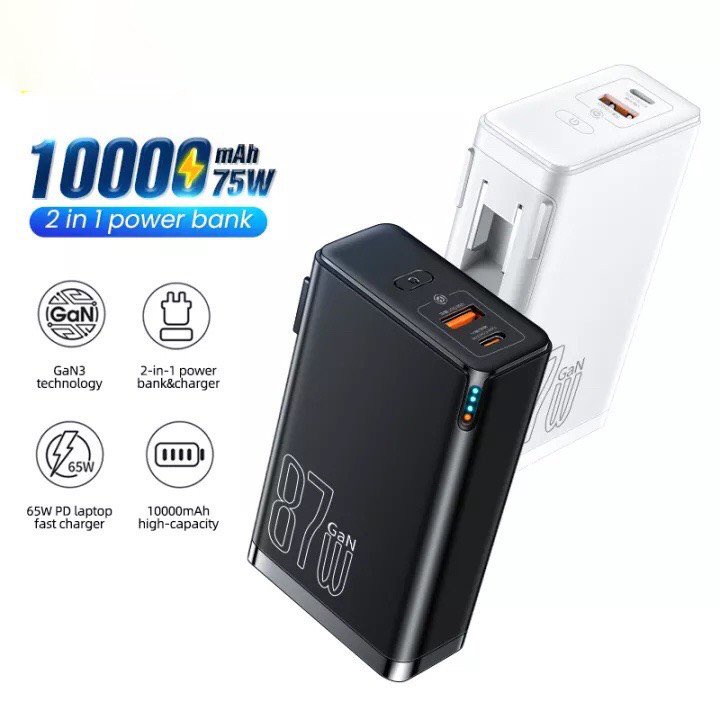 Sạc dự phòng kiêm củ sạc nhanh Gan3 Baseus công xuất 87W dung lượng 10000mAh sạc Laptop, smartphone